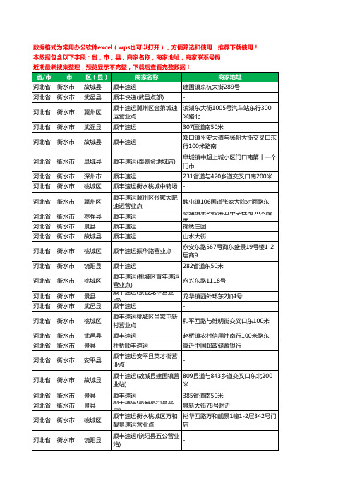 2020新版河北省衡水市顺丰快递工商企业公司商家名录名单联系电话号码地址大全41家