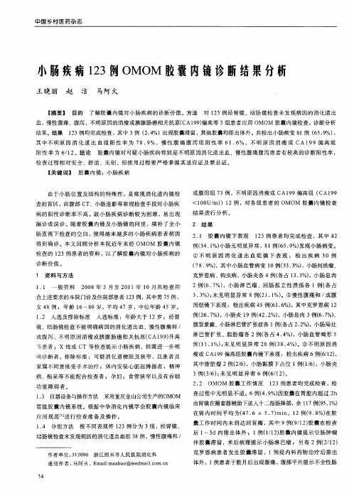 小肠疾病123例OMOM胶囊内镜诊断结果分析