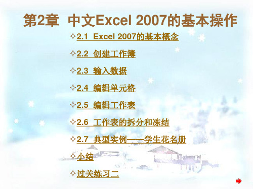 中文Excel 2007电子表格制作实训教程(电子教案)第2章