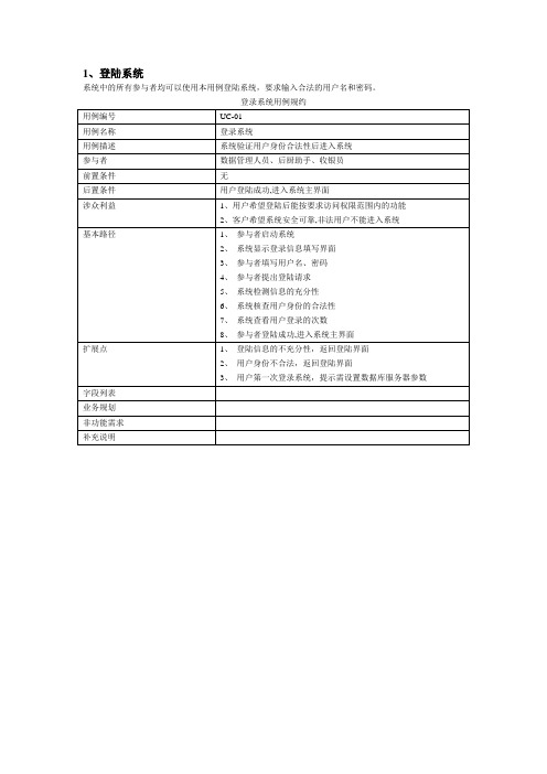 软件工程-用例规约【范本模板】