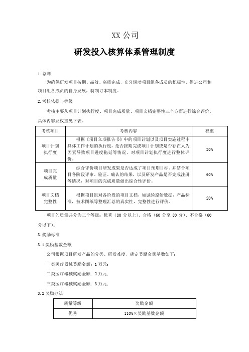 研发投入核算体系管理制度