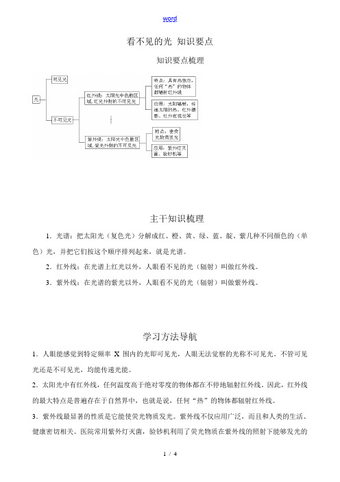 八年级物理新人教版看不见的光 知识要点