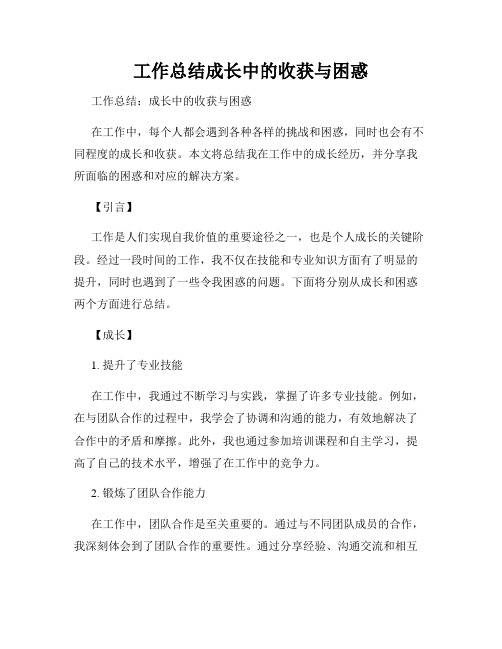 工作总结成长中的收获与困惑