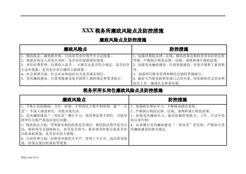 税务所廉政风险点及防控措施