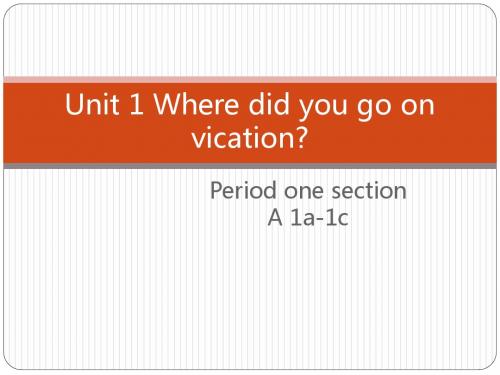 Unit 1 Where did you go on vication.