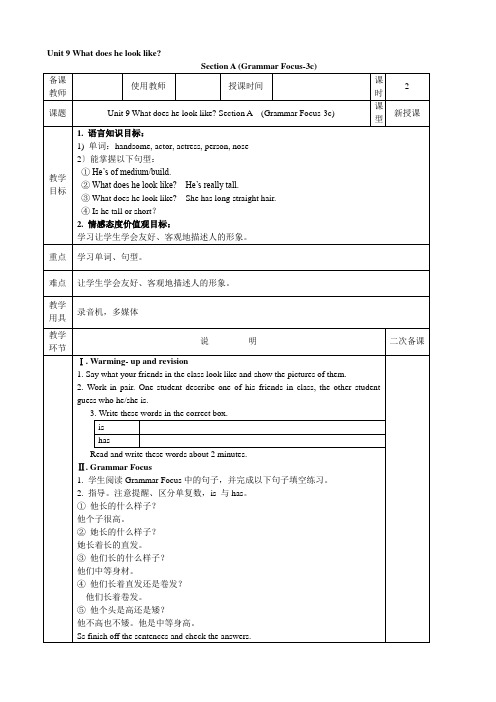 (新)人教新目标版七下 Unit 9 课时2(公开课)教案