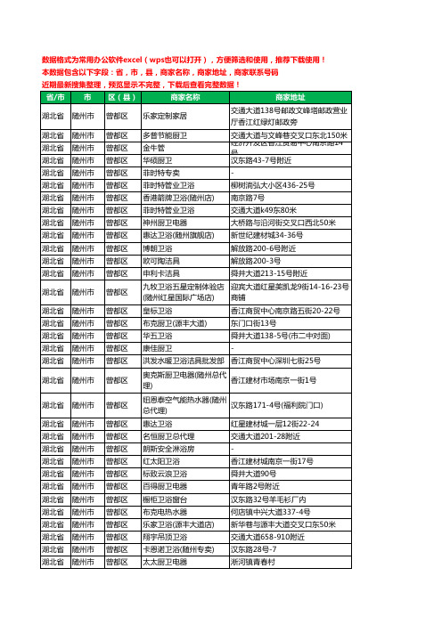 2020新版湖北省随州市曾都区卫浴工商企业公司商家名录名单黄页联系电话号码地址大全130家