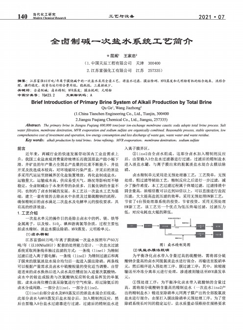 全卤制碱一次盐水系统工艺简介