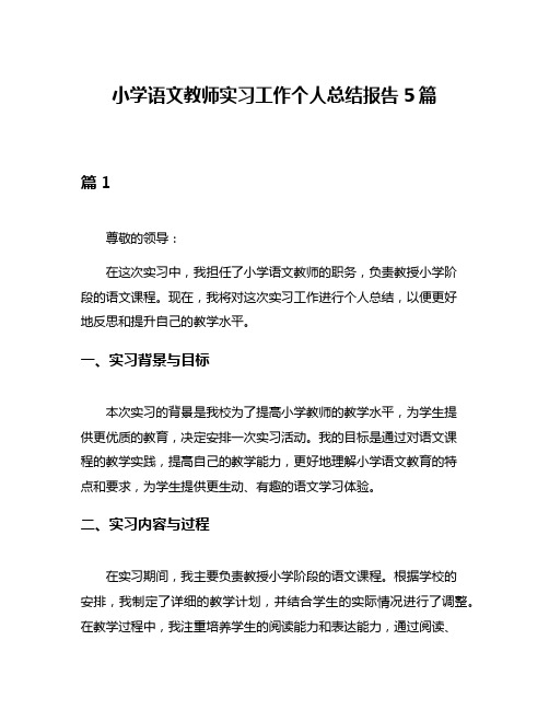 小学语文教师实习工作个人总结报告5篇