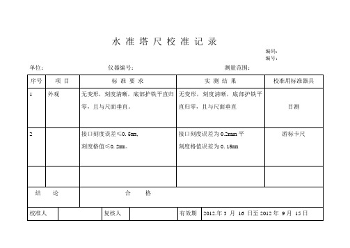 工程施工仪器校 准 记 录