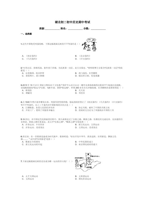 湖北初二初中历史期中考试带答案解析
