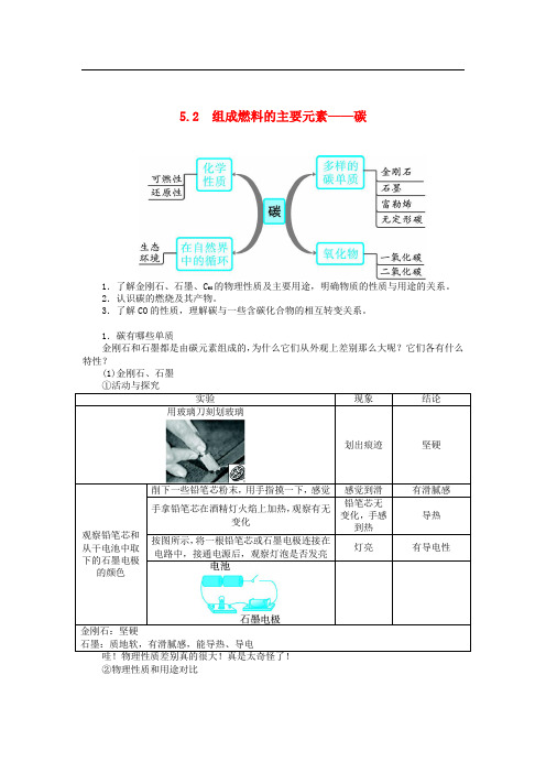 九年级化学上册 5.2 组成燃料的主要元素—碳练习 (新版)粤教版