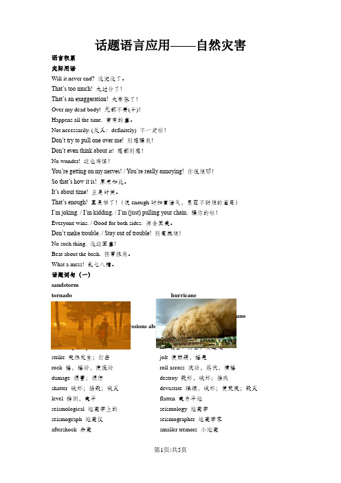 话题语言应用——自然灾害(知识梳理)