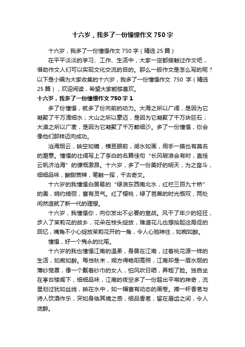 十六岁，我多了一份憧憬作文750字