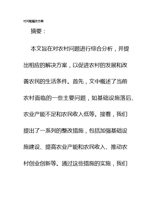 村问题整改方案