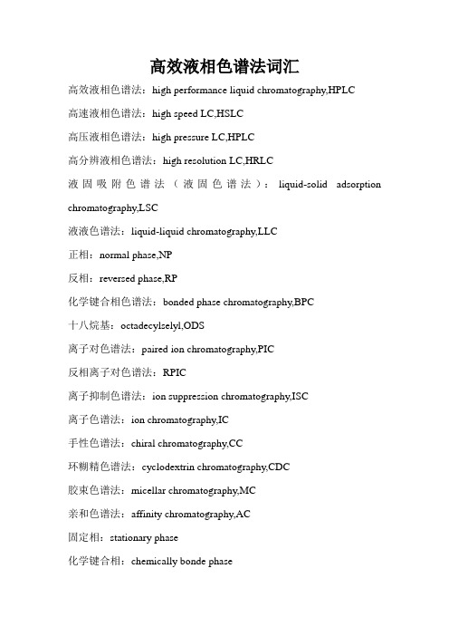 英文翻译资料：高效液相色谱法词汇