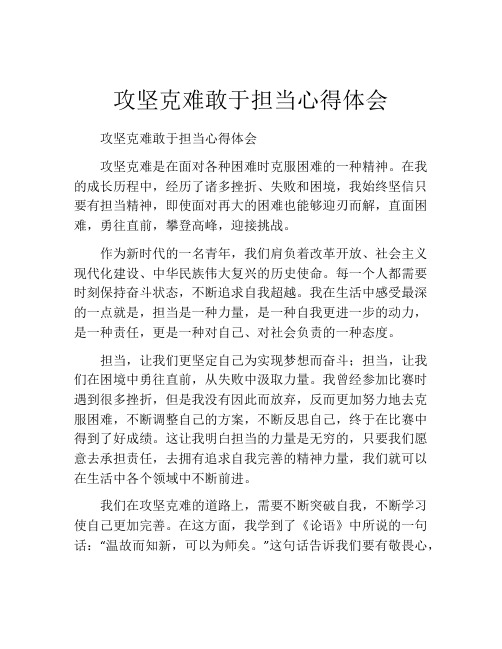 攻坚克难敢于担当心得体会