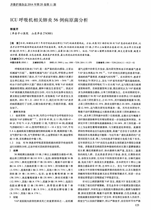 ICU呼吸机相关肺炎56例病原菌分析