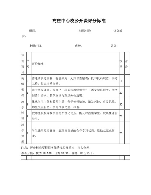 公开课评分标准