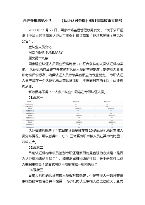 允许多机构执业？——《认证认可条例》修订稿释放重大信号