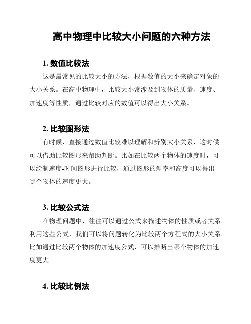 高中物理中比较大小问题的六种方法