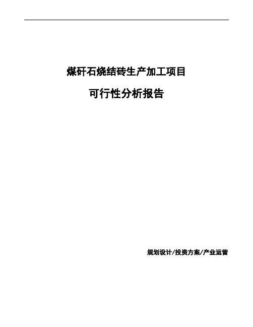 煤矸石烧结砖生产加工项目可行性分析报告