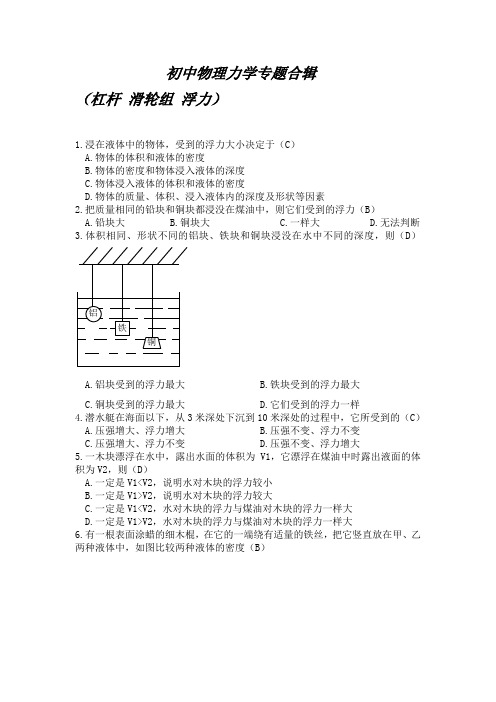 (完整版)初中物理力学专题合辑