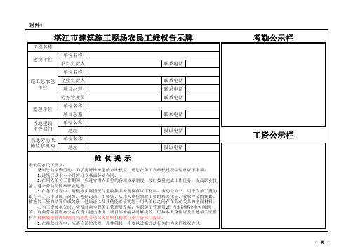 农民工维权信息告示牌