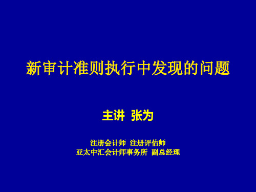 新审计准则执行中发现的问题