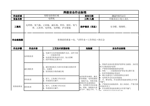 焊接安全作业标准