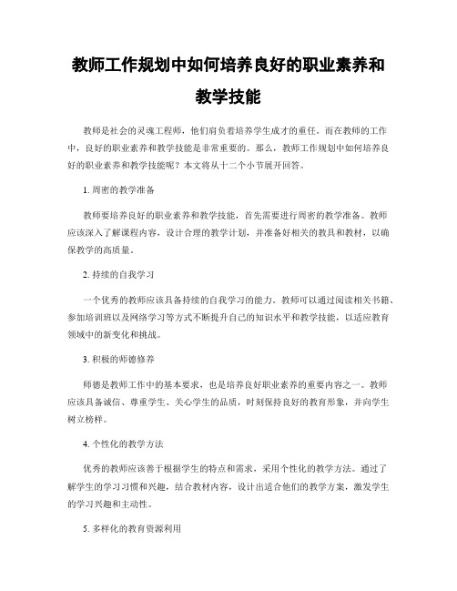 教师工作规划中如何培养良好的职业素养和教学技能