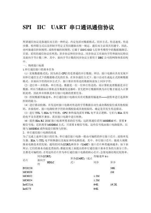 SPI、I2C、UART串行总线协议