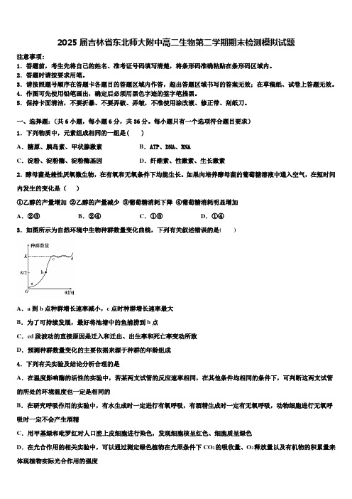 2025届吉林省东北师大附中高二生物第二学期期末检测模拟试题含解析