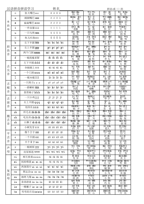 一年级汉语拼音拼读内容