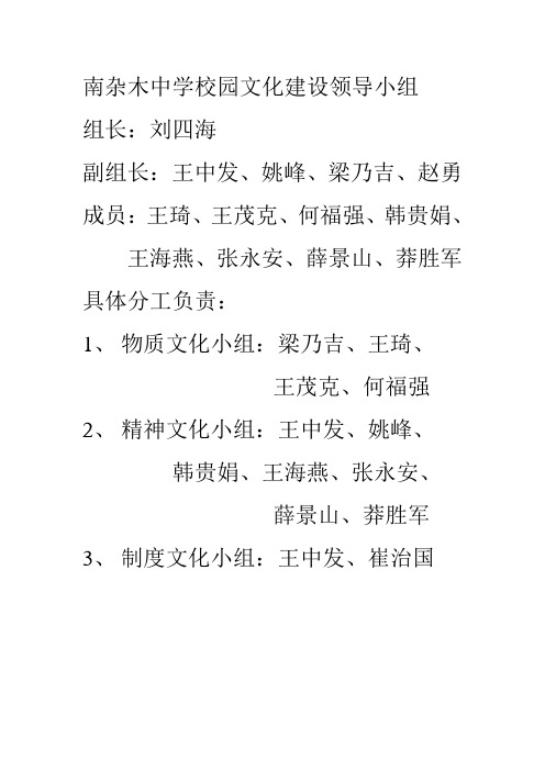 南杂木中学校园文化建设领导小组