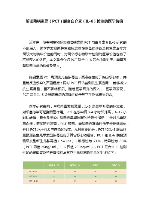 解读降钙素原（PCT）联合白介素（IL-6）检测的医学价值