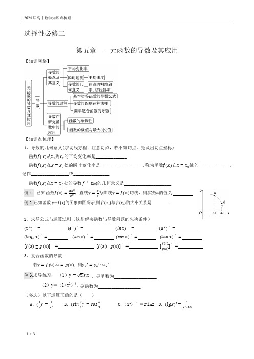 2019人教A版   高中数学知识点梳理 ---- 第五章  一元函数的导数及其应用