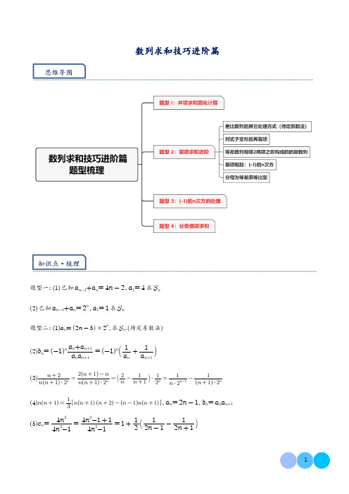 数列求和技巧进阶篇：并项简化计算,裂项求和进阶,奇偶项数列的处理(学生版)