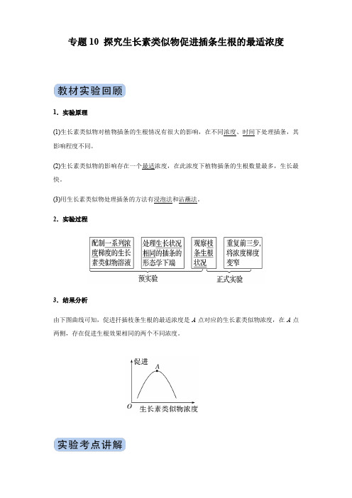 高考生物实验突破 专题10 探究生长素类似物促进插条生根的最适浓度(原卷版)