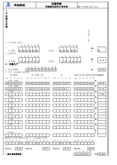 过程审核打分表