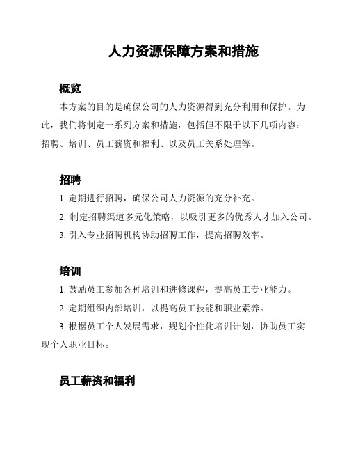 人力资源保障方案和措施