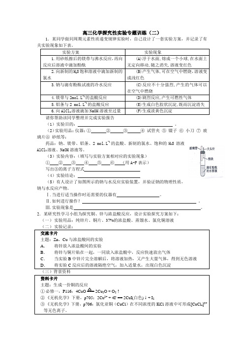 高三化学探究性实验专题训