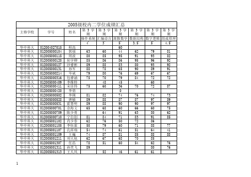 华中科技大学2005级计算机科学与技术(校内)专业成绩总表