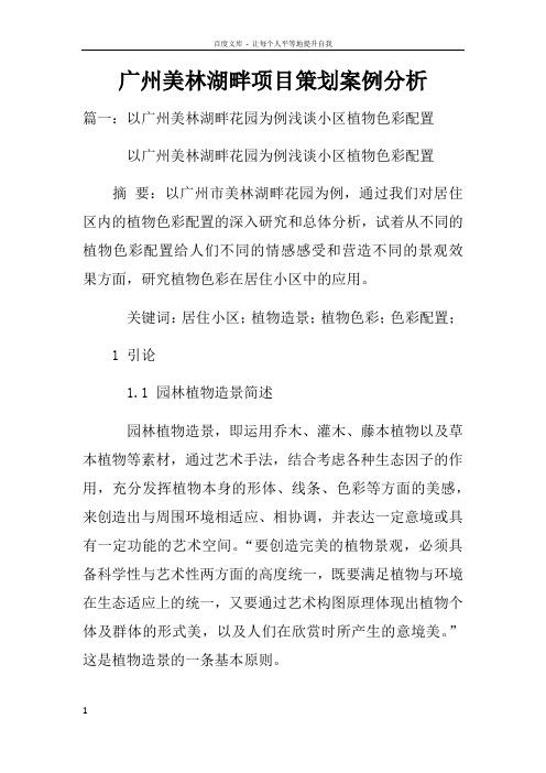 广州美林湖畔项目策划案例分析