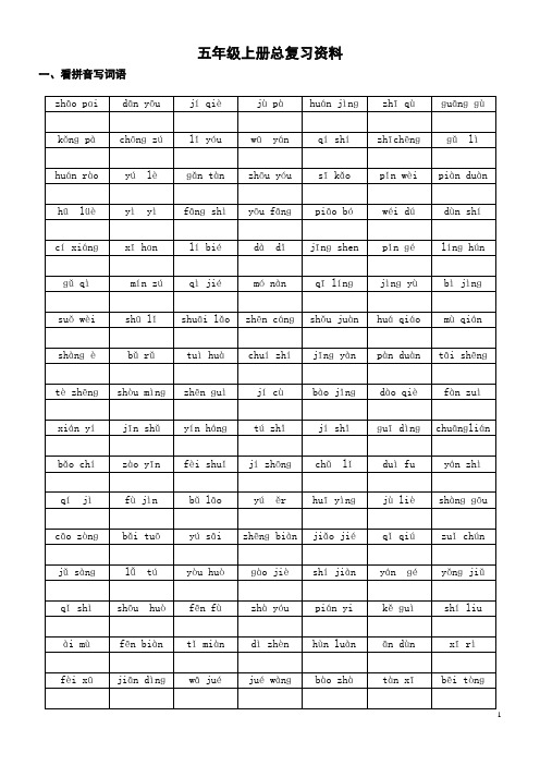 五年级语文上册总复习资料
