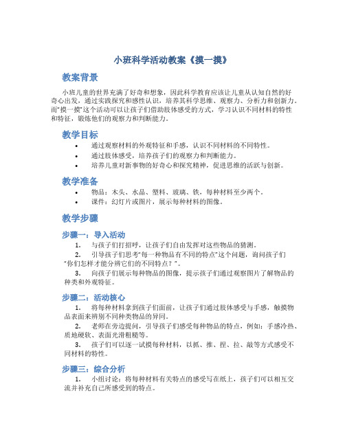 小班科学活动教案《摸一摸》