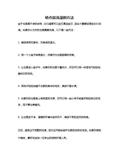 给仓鼠洗澡的方法