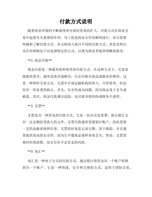 付款方式说明