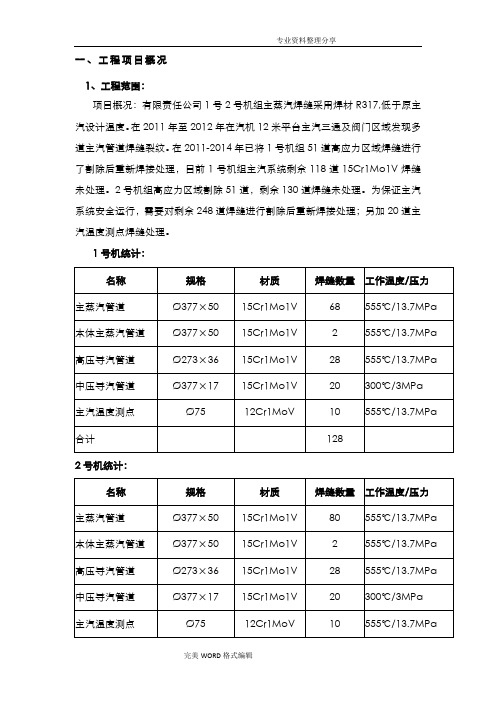 15Cr1MoV主蒸汽管道三措两案