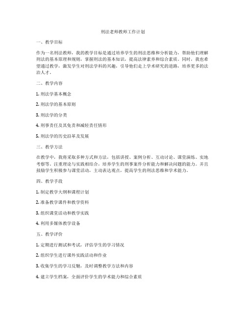 刑法老师教师工作计划